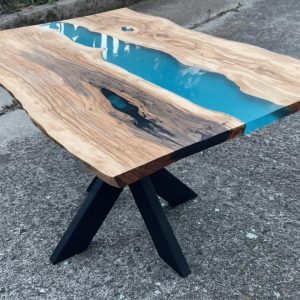 Tavolo da caffè resina e legno massello di ulivo